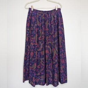 Paisley Print Vibrant Vintage Tiered Pocketed Skirt (14-20" waist) Goblincore